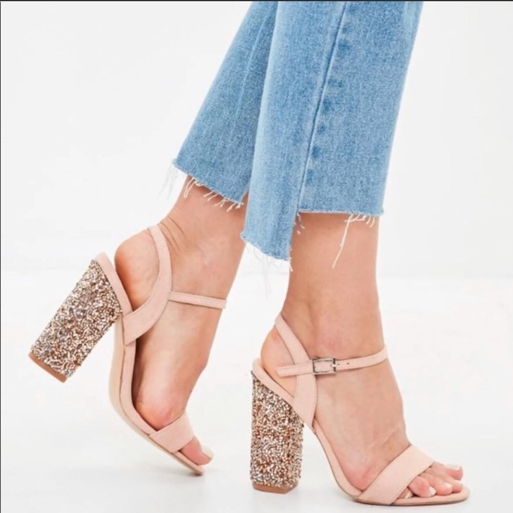 Nude beaded heels